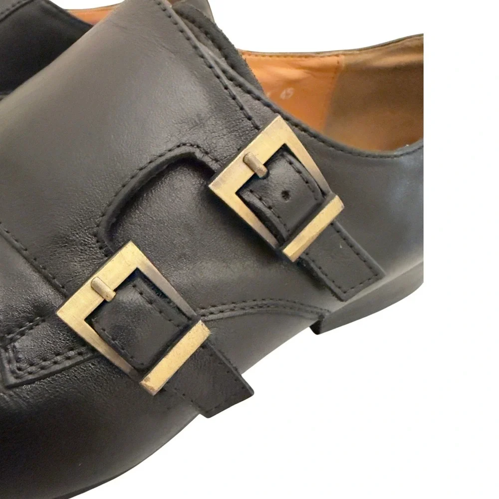 Unbranded Double Monk Strap Dress Shoes Mens 45 Black Excellent Leather Loafers